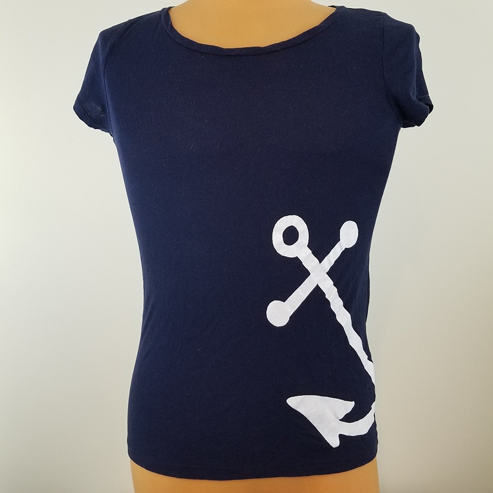 J. Crew Navy Blue Anchor Collector Tee Size Small